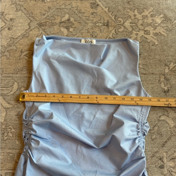 COS Sky Blue side Ruched Women's Blouse top S - Picture 7 of 11